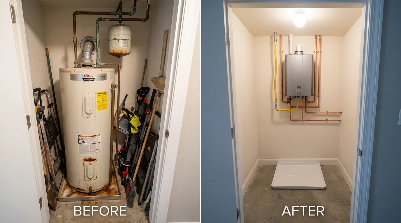 Tank water heater versus wall-mounted tankless unit comparison for Maspeth, NY homeowners